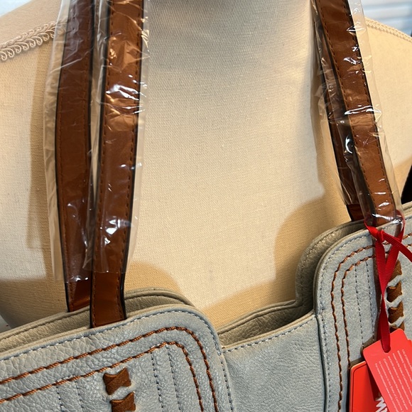 Montana West Top Handle Vegan Leather Tote Bag, NWT, Lt. Blue - Picture 6 of 10